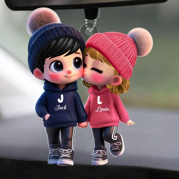Personalized Cup - Cute Couple Kissing Moment - Custom Name Gift for Boyfriend & Girlfriend