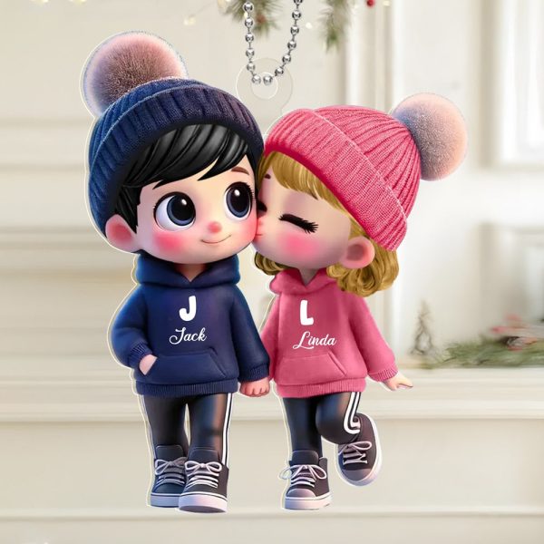 Personalized Cup - Cute Couple Kissing Moment - Custom Name Gift for Boyfriend & Girlfriend