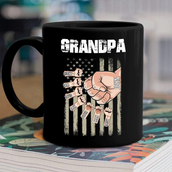 Personalized Dad With Kids Hand To Hand Family Coffee Mug, HN590 890969