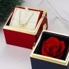 Personalized Double Heart Necklace with Rose Gift Box