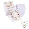 Personalized Double Heart Necklace with Rose Gift Box