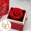 Personalized Double Heart Necklace with Rose Gift Box