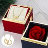 Personalized Double Heart Necklace with Rose Gift Box