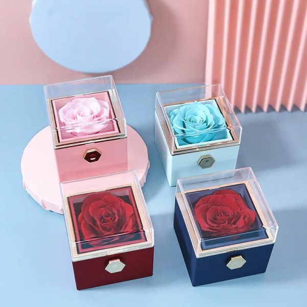 Personalized Double Heart Necklace with Rose Gift Box