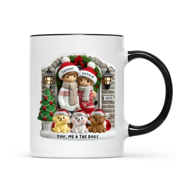 Personalized Farmhouse Couple Mug with Optional Pet Dog Cat, Christmas Gift for Him, Gift for Her