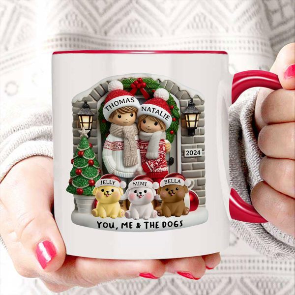 Personalized Farmhouse Couple Mug with Optional Pet Dog Cat, Christmas Gift for Him, Gift for Her