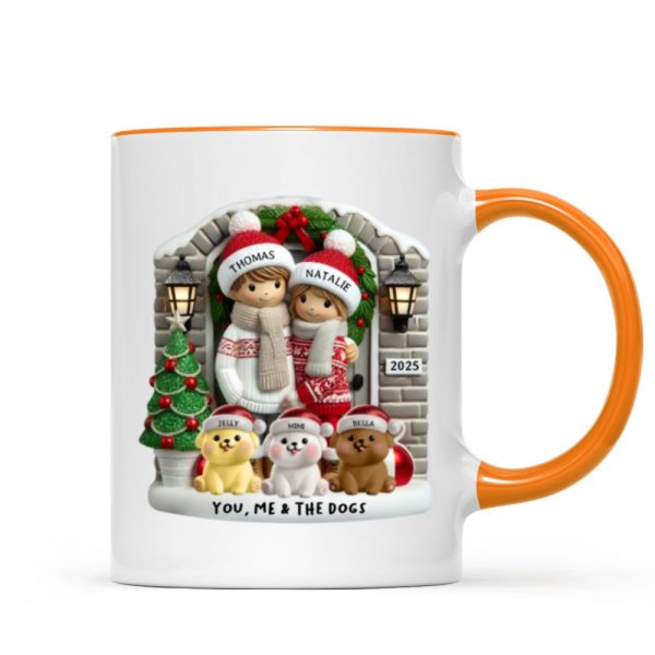 Personalized Farmhouse Couple Mug with Optional Pet Dog Cat, Christmas Gift for Him, Gift for Her