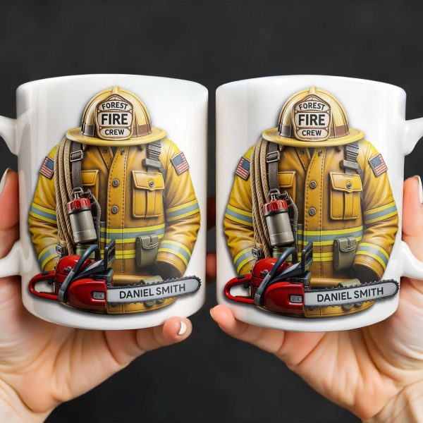 Personalized Firefighter Gear and Helmet Design - Personalized Custom Coffee Mug - FIF005_MG