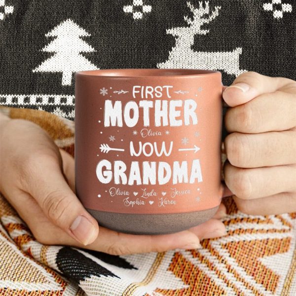 Personalized Gift First Mom Now Grandma Engraved Pottery Mug HO82 891921