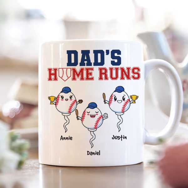 Personalized Gift For Dad Mug Dad's Home Runs