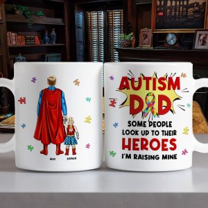 Personalized Gifts For Autism Dad Coffee Mug Father's Day Super Dad And Kids 042TOMH240225PA
