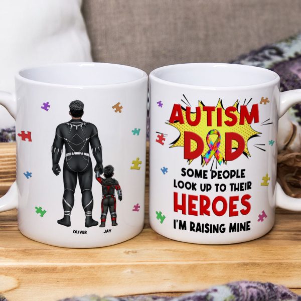 Personalized Gifts For Autism Dad Coffee Mug Father's Day Super Dad And Kids 042TOMH240225PA