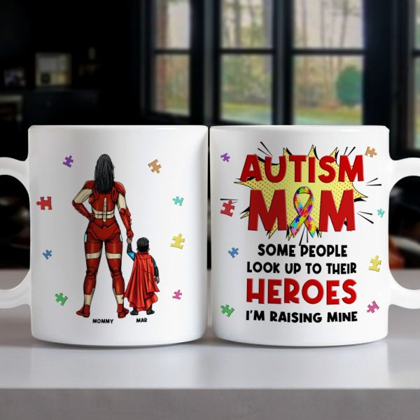 Personalized Gifts For Autism Mom Coffee Mug Mother's Day Super Mom And Kids 041TOMH240225PA