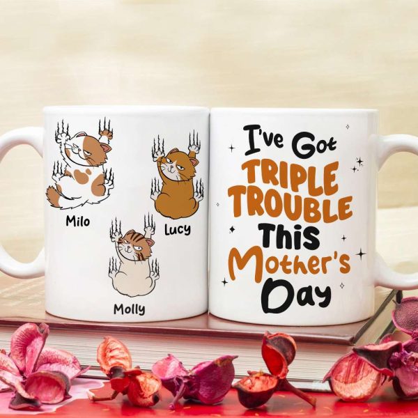 Personalized Gifts For Cat Lovers Coffee Mug Triple Trouble