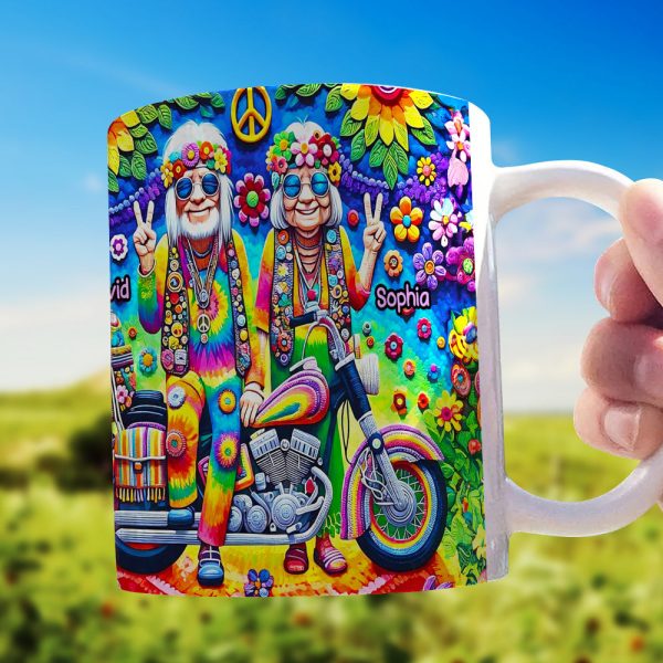 Personalized Gifts For Couple, Hippie Couple White Mug 01ACDT310824