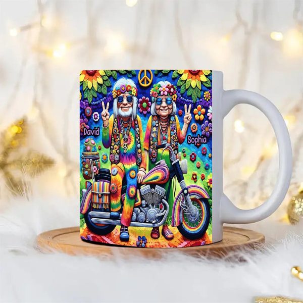 Personalized Gifts For Couple, Hippie Couple White Mug 01ACDT310824