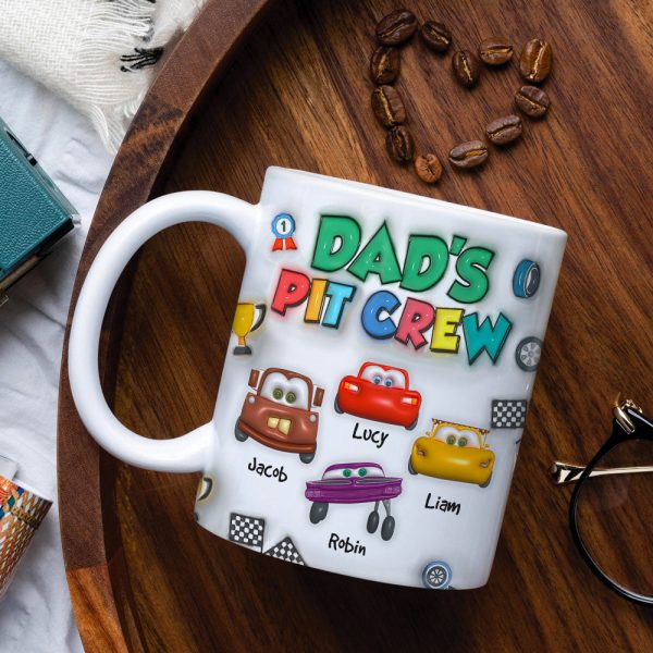 Personalized Gifts For Dad 3D Inflated Mug, Dad's Pit Crew 01kapu210824