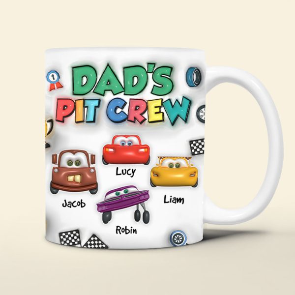 Personalized Gifts For Dad 3D Inflated Mug, Dad's Pit Crew 01kapu210824