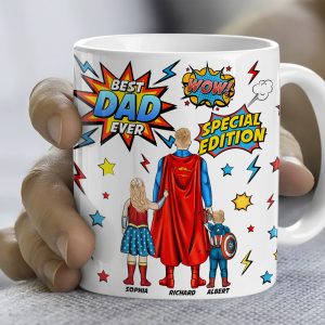 Personalized Gifts For Dad Coffee Mug Father's Day Super Dad And Kids 052ACQN200325PA