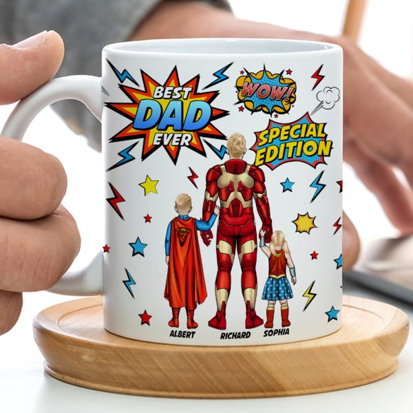 Personalized Gifts For Dad Coffee Mug Father's Day Super Dad And Kids 052ACQN200325PA