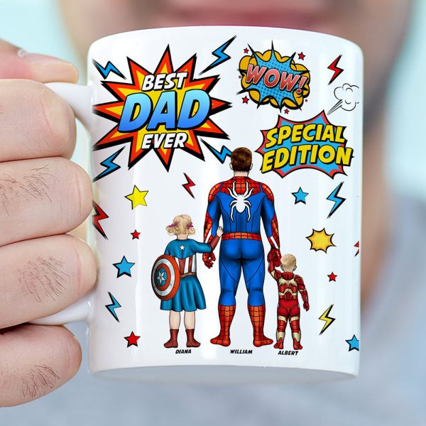 Personalized Gifts For Dad Coffee Mug Father's Day Super Dad And Kids 052ACQN200325PA