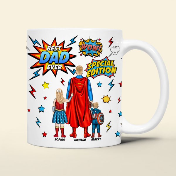 Personalized Gifts For Dad Coffee Mug Father's Day Super Dad And Kids 052ACQN200325PA