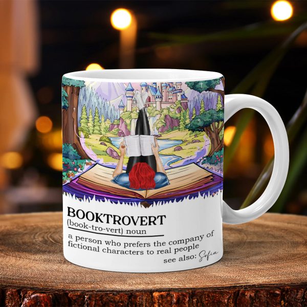 Personalized Gifts For Girl Book Lover white edge to edge mug Booktrovert 03XQMH030125TM