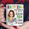 Personalized Gifts for Knitters, Custom Cartoon Characters with Yarn and Knitting White Mug 01TOTI060824HH