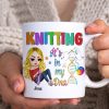 Personalized Gifts for Knitters, Knitting in my DNA White Mug 04TOTN070824