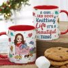 Personalized Gifts For Knitting Lover Accent Mug Women Sitting Knitting With Dog 04XQPU010824HH