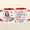 Personalized Gifts For Knitting Lover Accent Mug Women Sitting Knitting With Dog 04XQPU010824HH