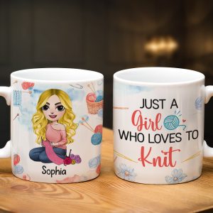 Personalized Gifts For Knitting Lover Coffee Mug 04hudc290724hh Beautiful Girl Knitting At Home