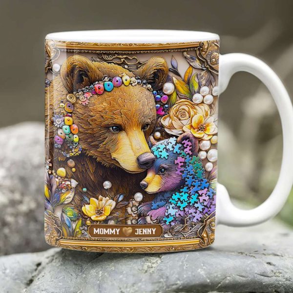 Personalized Gifts For Mom Coffee Mug, Autism Mama Bear 02TGMH240225
