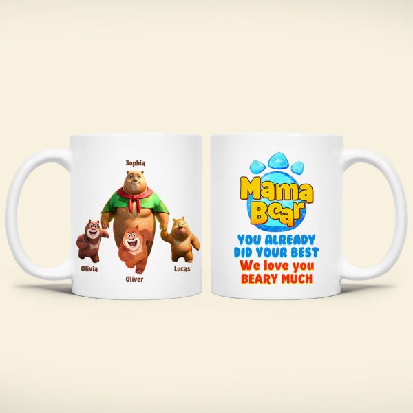 Personalized Gifts For Mom Coffee Mug Mama Bear We Love You 02QHDT080324