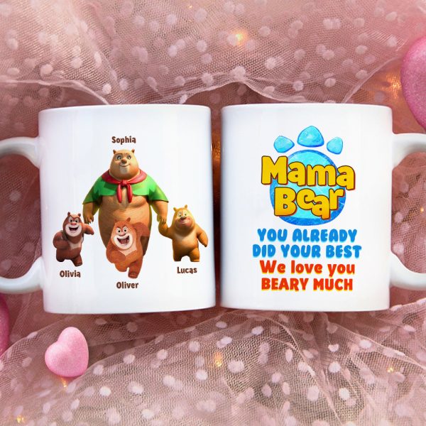 Personalized Gifts For Mom Coffee Mug Mama Bear We Love You 02QHDT080324