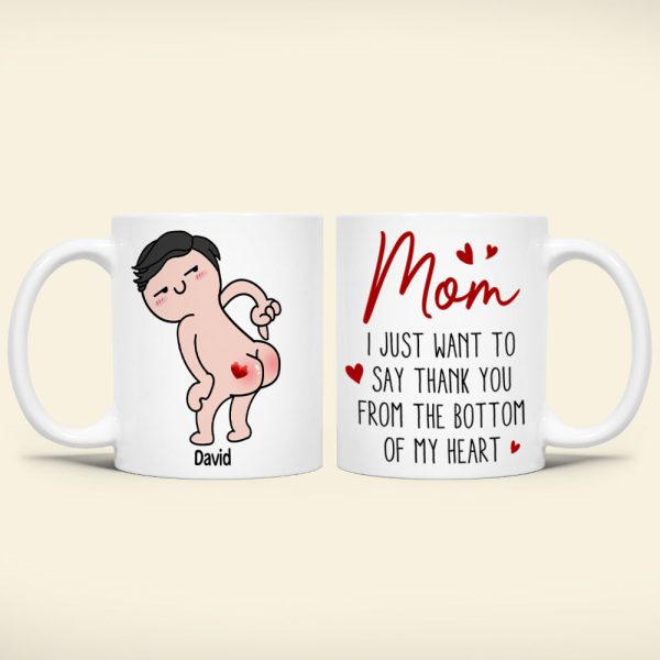 Personalized Gifts For Mom Coffee Mug Thank You From The Bottom Of My Heart Funny Mother's Day Gifts