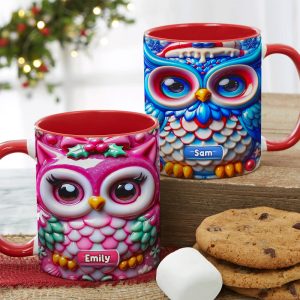 Personalized Gifts For Owl Lovers, Accent Mug 3D Christmas Owl 01HUMH190824
