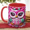 Personalized Gifts For Owl Lovers, Accent Mug 3D Christmas Owl 01HUMH190824