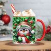 Personalized Gifts For Penguin Lovers, Red Accent Mug 3D Xmas Penguins 04HUTI200824