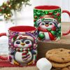 Personalized Gifts For Penguin Lovers, Red Accent Mug 3D Xmas Penguins 04HUTI200824
