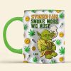 Personalized Gifts For Stoner White Mug, Green Animal Smoke Weed 04napu200724