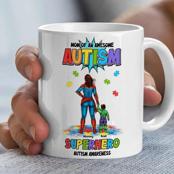 Personalized Gifts For Superhero Autism Mom Coffee Mug 02huti050325pa