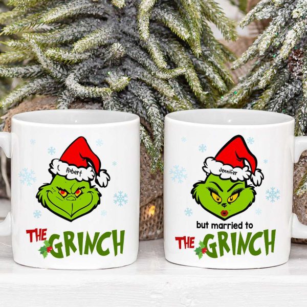 Personalized Green Character Couple Mug, Christmas Gift For Couples