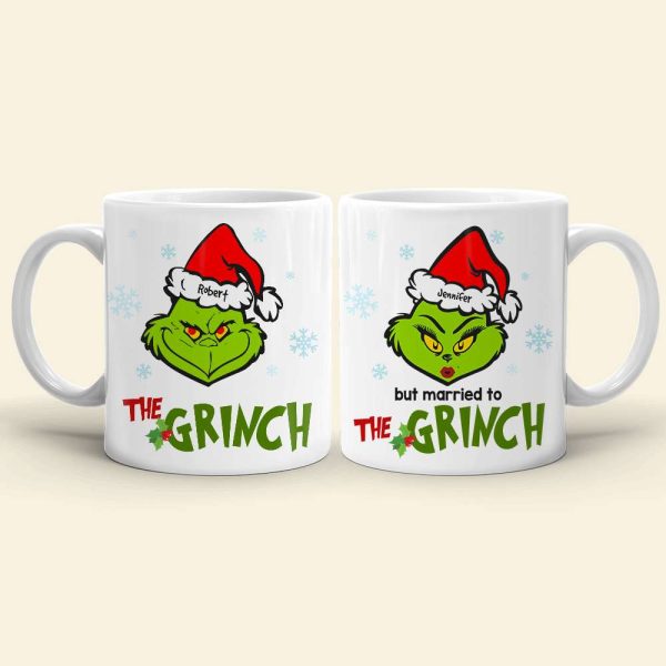 Personalized Green Character Couple Mug, Christmas Gift For Couples