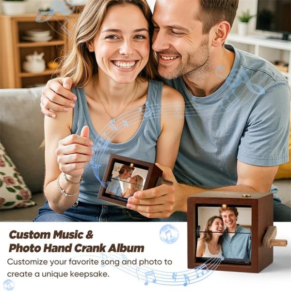 Personalized Hand Crank Photo Flip Box with Light