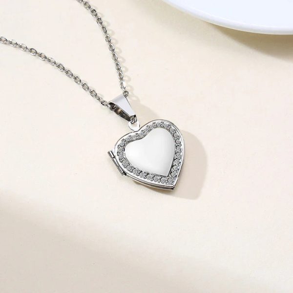 Personalized Heart Locket Necklace with Custom Photo and Name