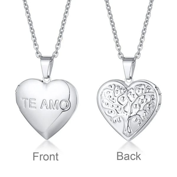 Personalized Heart Locket Necklace with Custom Photo and Name