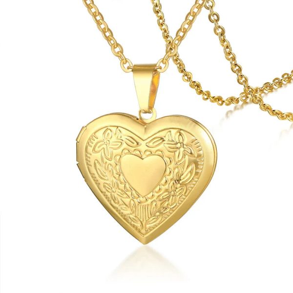 Personalized Heart Locket Necklace with Custom Photo and Name