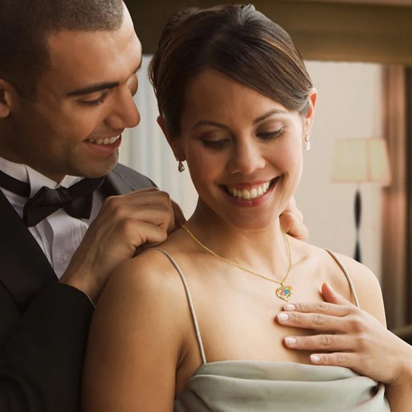 Personalized Heart Name and Birthstone Necklace