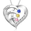 Personalized Heart Name Necklace with Birthstones